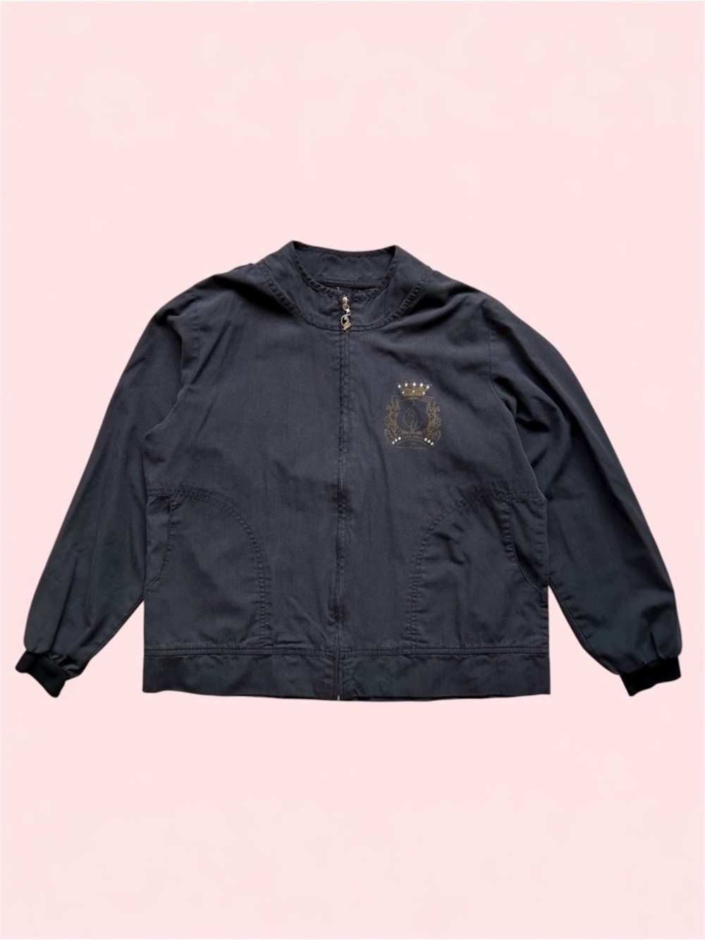 Y2K Baby Phat Full Zip Rhinestone Logo Jacket Black Large